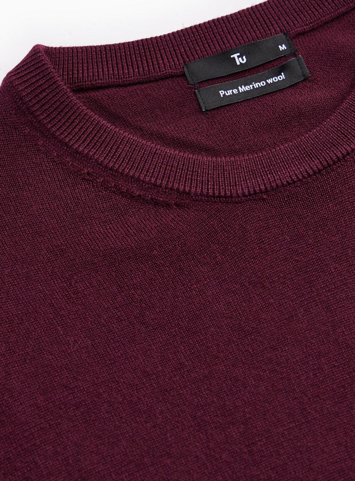 Dark Red Merino Wool Crew Neck Jumper M - Image 4 thumbnail